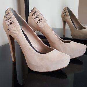 Nude Suade Platform Heels